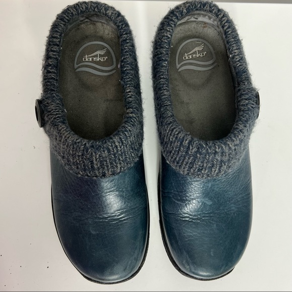 Womens Vintage Dansko Shoes Blue Sweater cuff button Sz 37 - Picture 2 of 8